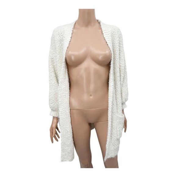 FRNCH Paris Popcorn Eyelash Soft Open Front Long Cardigan NWT - Picture 2 of 7